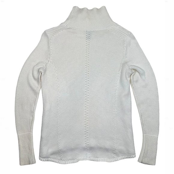 WHBM Ecru High-Neck Mixed-Stitch High-Low Sweater - Picture 8 of 11